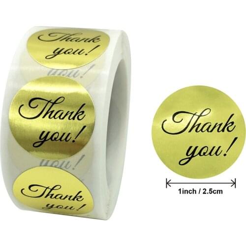 500Pcs/roll 2.5cm Gold Thank You Stickers for Envelope Sealing Stickers Seal Label Kawaii Stickers