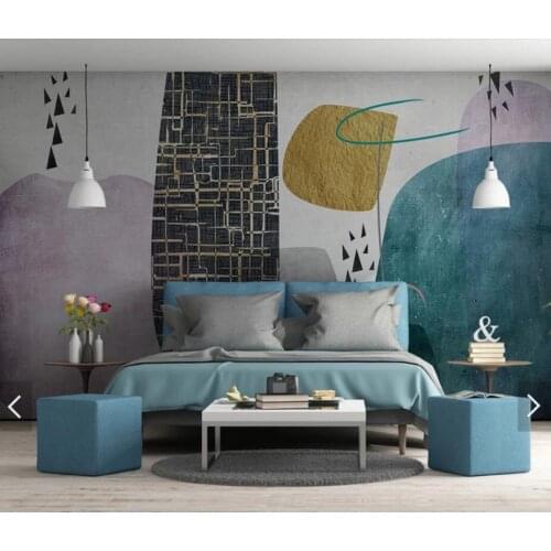 Abstract Geometric Square Mural Wallpaper 3D Wall Mural Waterproof Canvas Murals Living Room Wall Painting Pastoral Wallpaper
