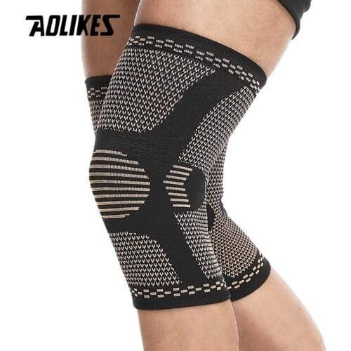 AOLIKES 1Pair Copper Knee Sleeve Support Protector Sport Kneepad Fitness Running Cycling Braces High Elastic Gym Knee Pad Warm