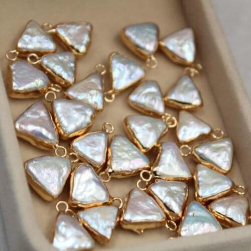 5pcs/lot 100% Nature Freshwater Loose Pearl Baroque Triangle Shape Charms Beads Connector For DIY Handmade Jewelry Accessories