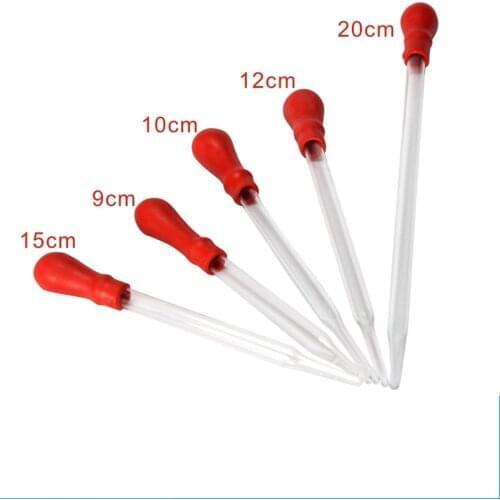 Length 9cm/10cm/12cm/15cm/20cm Durable Long Glass Experiment Medical Pipette Dropper Transfer Pipette Lab Supplies With Red Ru