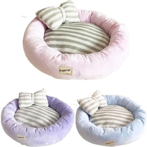 Round Warm Soft Cat Bed Small Medium Dog Bed For Dog Basket House Pet Accessories Non-slip Bottoming Cushion Bed Dog Products#65