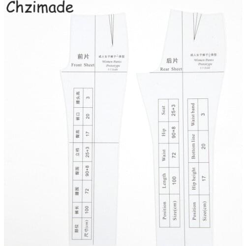 Chzimade 1:5 Women Pant Ruler for Doll Scale Womens Trousers Prototype Pattern Making Small Pants Template