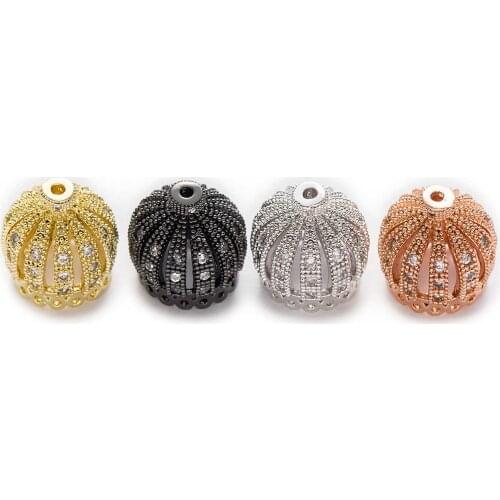 1 Piece Micro Inlays Zircon Crown Shaped Copper Beads For Jewelry Making Women Children DIY Bracelet Necklace Findings 14mm