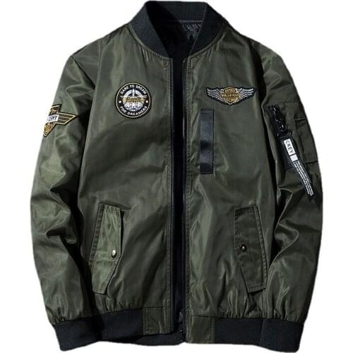 2021 Bomber Jacket Men Hip Hop Embroidered Epaulettes Windbreaker Pilot Jackets Coat Mens Japanese Streetwear Plus Size 6XL 7XL