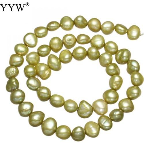 Natural Freshwater Pearl Loose Beads Baroque Grass Green 8-9mm Approx 0.8mm Sold Per Approx 15 Inch Strand Freshwater Pearls