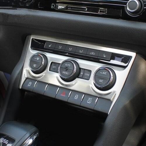 Stainless Steel Car Interior Styling Center AC Control Panel Cover Moulding Trim for Skoda Kodiaq GT 2017 2018 2019