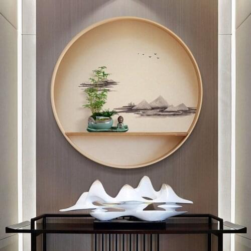 New Chinese Style Porch Metope Decoration Draw Round Japanese Style Zen Restaurant Hang A Picture Corridor Teahouse Wall Shelf
