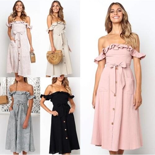 OLGITUM Pink Summer Dresses