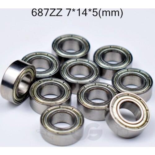 687ZZ 7*14*5(mm) 10pieces free shipping ABEC-5 bearings 10pcs Metal Seal Miniature Bearing 687 687Z 687ZZ chrome steel bearing