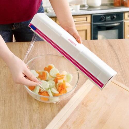Adjustable Plastic Cling Wrap Dispenser Container Preservative Film Cutter Box Kitchen Tool Accessories