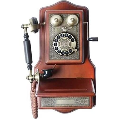 Retro Antique Wall Phone 1907 European-style Vintage Solid Wood Telephone with Storage Drawer, Old Fashioned Telephone