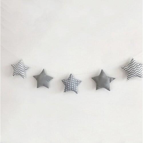 Nordic Baby Room Handmade Nursery Star Garlands Christmas Kids Room Wall Decorations Photography Props Gray