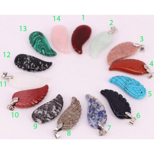 Bird wing semi-precious pendant in various colors for necklace jewelry findings accessory free shipping