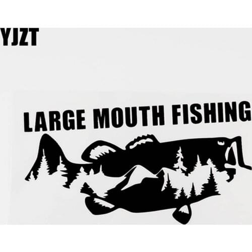 YJZT 15.5CM×8CM Large Mouth Fishing Fashion Vinyl Car Sticker Decal Black/Silver 8C-0351