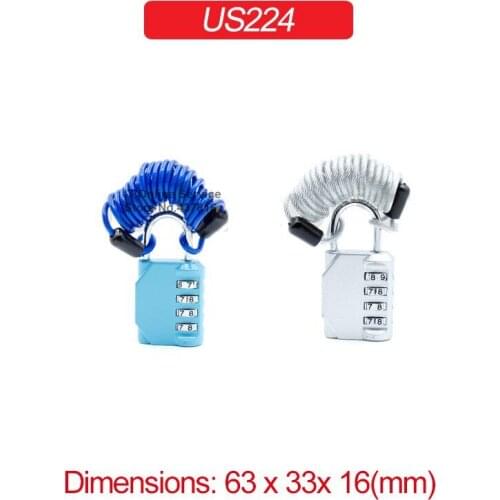 1PCS 4 Digit Password Padlock Door Drawer Gym Cabinet US224 including 1M/1.5M Spring Steel Wire Rope