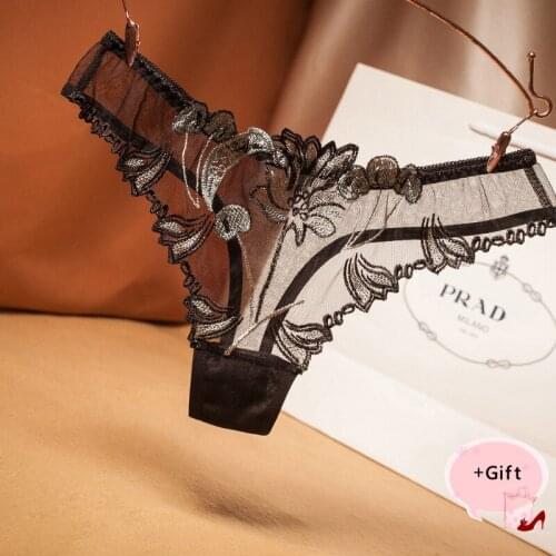 Women Sexy Panties Lace Hollow transparent thin elastic printing Briefs Lingerie T-String Panties For Women Panties Lover Gift