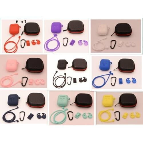 10 Set 6 In 1 Airpods Accessories Kit Protective Silicone Cover for Apple Airpods with Watch Band Holder/Ear Hook/Strap/Keychain