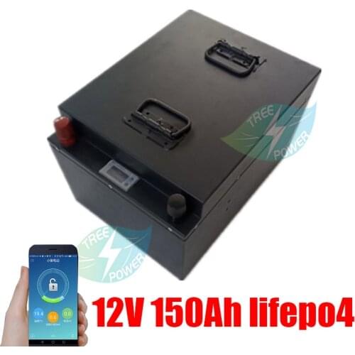 12V 150Ah Lithium lifepo4 battery BMS RV Outdoor Marine Rechargeable Solar inverter backup lifepo4 battery pack+10A charger