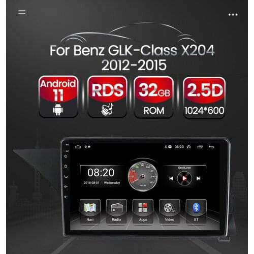 2GB+32GB Car Radio Player Android 11 For Mercedes Benz GLK-Class X204 2012-2014 2015 Car Stereo Auto Multimedia GPS FM BT No Dvd