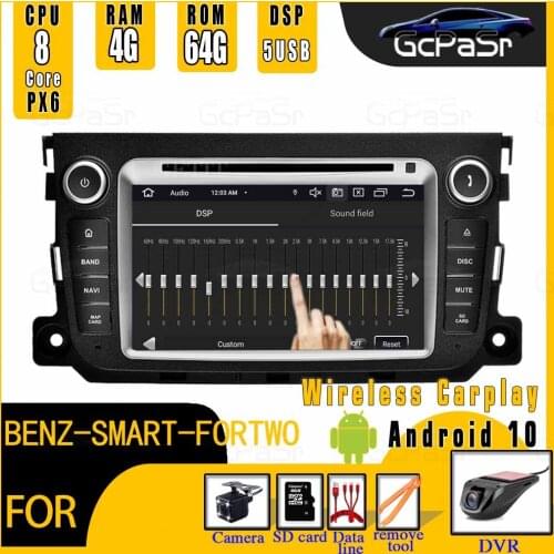 5USB DSP Multimedia player Android 10 DIN Car DVD GPS For Mercedes/Benz Smart Fortwo 2011 2012 2013 2014 with Radio BT WiFi USB