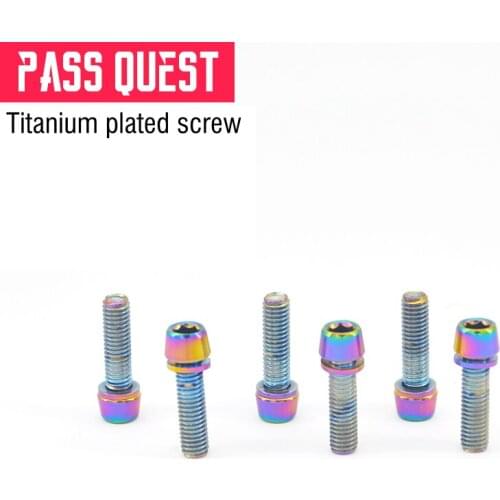 6pcs PASS QUEST Titanium-plated bright color Mountain road bike handle screw m5*18mm 304 stainless steel Accessories screw