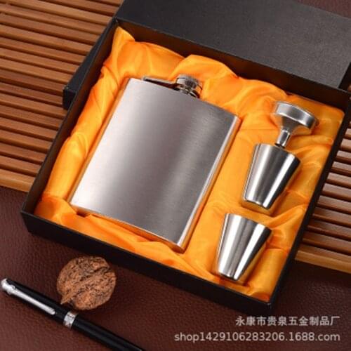 7oz Portable Stainless Steel Hip Flask Flagon Whiskey Wine Pot Bottle + Funnel + Cup Travel Tour Classic Drinkware