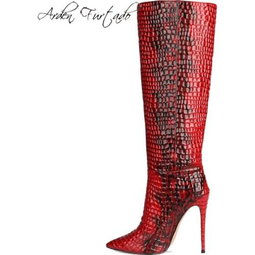 Arden Furtado 2021 Fashion spring autumn Serpentine Womens Shoes Elegant Womens Boots stilettos heels knee high boots 46 47
