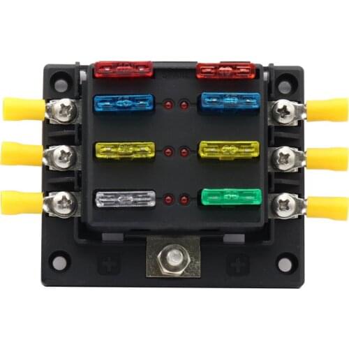 32V Auto Waterproof Fuse Box Block [6 ATC/ATO/ATP Fuse Holder] Universal Fuse