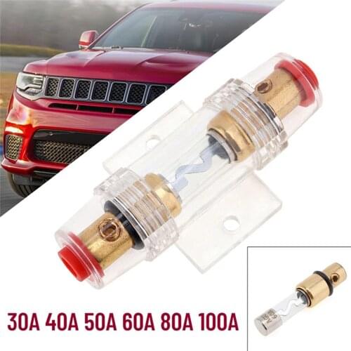 Car Audio Modified Fuse Tube Holder AGU Fuse Holder 4/8 Gauge 30/40/50/60/80/100A Prevent Excessive Current Auto Boosted