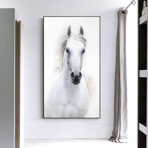 White Horse Canvas White Poster Canvas Paintings Posters and Prints Wall Art Picture for Living Room Bedroom Aisle Home Decor