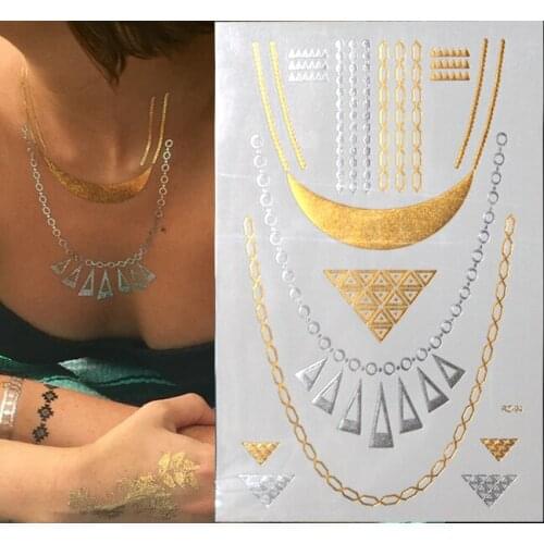 Free Shopping New Fashion Flash Temporary Jewelry Tattoos Buy This Metallic Gold Tattoo As Her Gift
