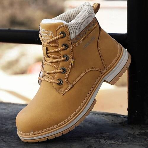 Ankle Boots Women Winter Leather Plush Warm Waterproof Short Motorcycle Boots Womens Cotton Shoes Snow snow boots Boots