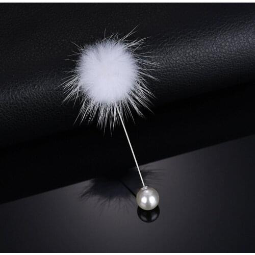 Plush Brooch Hot Sale Women Korean Stylish Clothing Imitation Mink Velvet Plush Brooch All-Match Fashion Pearl Brooch Accessory