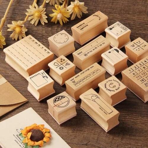 Box Package Planner Time Weather Sign Wood Stamp For Stationery DIY Scrapbooking Rubber Card Making Album Decoroation Crafts