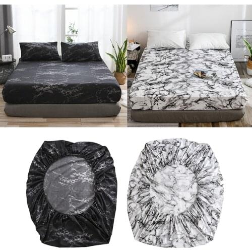 Extra Deep Pocket Sheets - Fitted Sheet Set, Elastic Bedding Sheets Marble Printed Brushed Microfiber Mattress Covers
