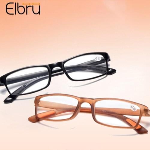 Elbru Fashion Ultralight Reading Glasses Vintage Square Presbyopia Eyeglasses For Women And Men With Degree +1.0 2.0 3.0 3.5 4.0