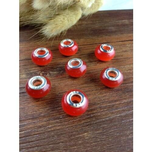 Hot Items!!! 500pcs/lot Red Opal Cat Eye Charms Big Hole Bead Fit Bracelets Beads Dia.:14mm Hole Dia.:5mm