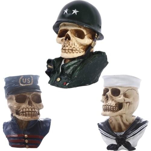 Creative Resin American Army Soldiers Helmet Skull Statue Sculpture Home Office Desk Decoration Ornament Birthday Gift Halloween