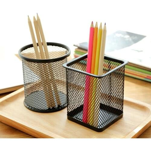 Metal Hollow Pen Pencil Holder Vase Pot Tidy Stationery Storage Desk Container