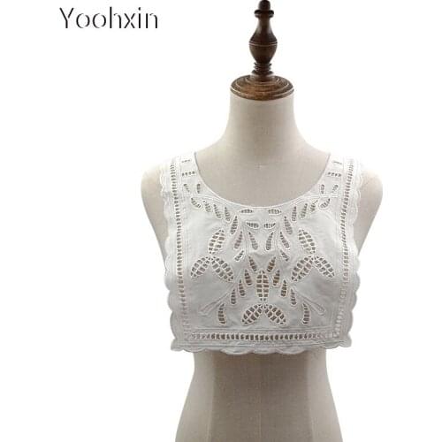 Fashion hollow flower embroidery DIY lace collar Fabric Sewing ribbon trim Applique neckline craft dress cloth Wedding textile
