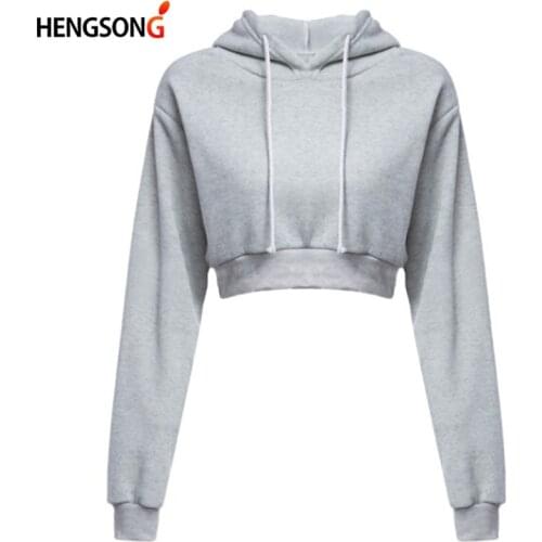 Fashion Womens Crop Top Hoodies Hooded Sweatshirts Spring Long Sleeve Short Sportswear 2021 New Female Pullovers Tops