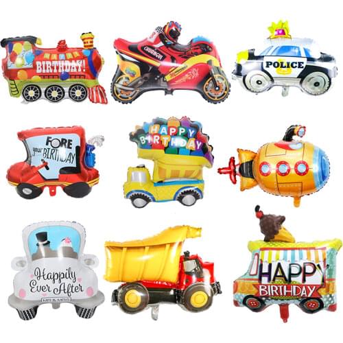 Cartoon Car Balloons Fire Truck Car Tank Foil Balloon Ambulance Bus Globos Children Gifts Birthday Party Decorations Kids balls