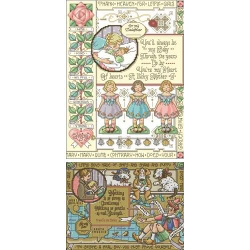 Janlynn 023-0513 to son cross stitch package flower aida 18ct 14ct 11ct black cloth people kit embroidery