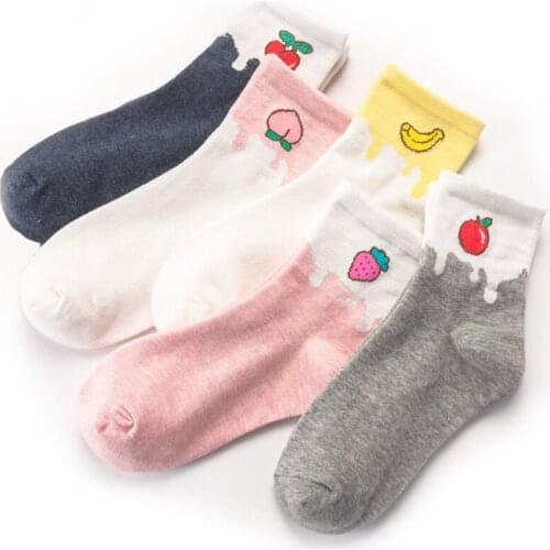 Cute Fruit Pattern Woman Socks Summer Casual Ankle Socks Women Harajuku Funny Style Cotton Sock 1 Pack