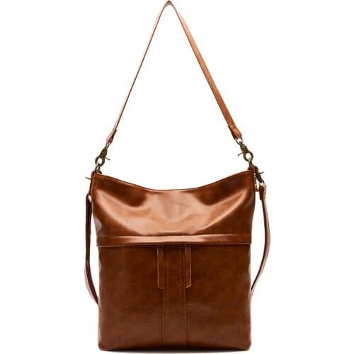 2021 New Retro Oil Wax Leather Shoulder Bag Messenger Large Bag Soft Leather Gradient Color Briefcase Bolsas Femininas Baratas