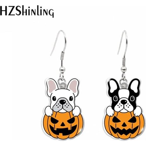2021 New Pumpkin Dog Dangle Earring Halloween Acrylic Hook Earring Epoxy Jewelry Earrings Gifts Friends