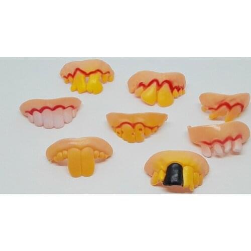 New 8pcs Funny Goofy Fake Vampire Denture Teeth Halloween Decor Prop Trick Toy