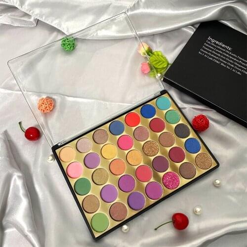 35 Color Matte Eyeshadow Palette Shimmer Gold Waterproof Long Lasting Pigment Glitter Eye Makeup Pallete Private Label Cosmetics