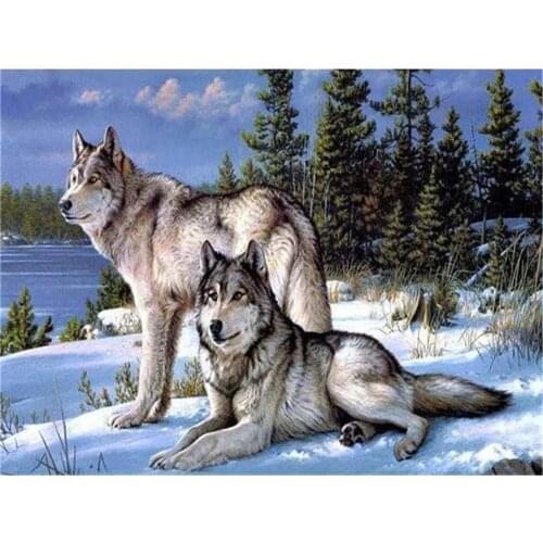 Snow Wolf DIY Embroidery Cross Stitch 11CT Kits Needlework Craft Set Cotton Thread Printed Canvas Home Decoration On Room